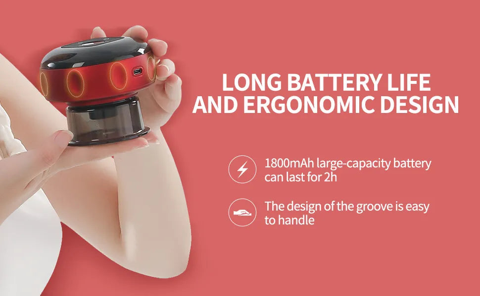 Rechargeable cupping massager with long battery life